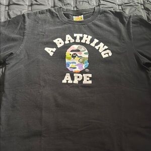 Bape Black and Blue Short Sleeve Tee with Iconic Logo